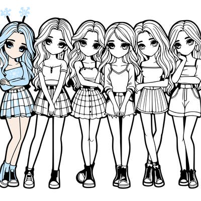 a group of girls realistic