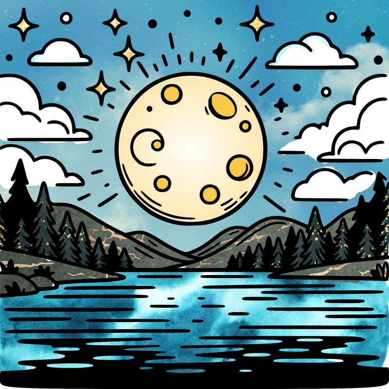 moonlight shining on a lake