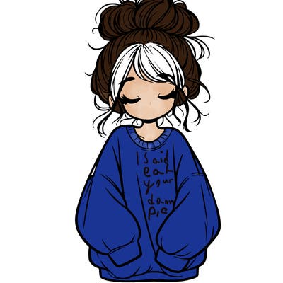 girl with baggy sweatshirt and messy bun