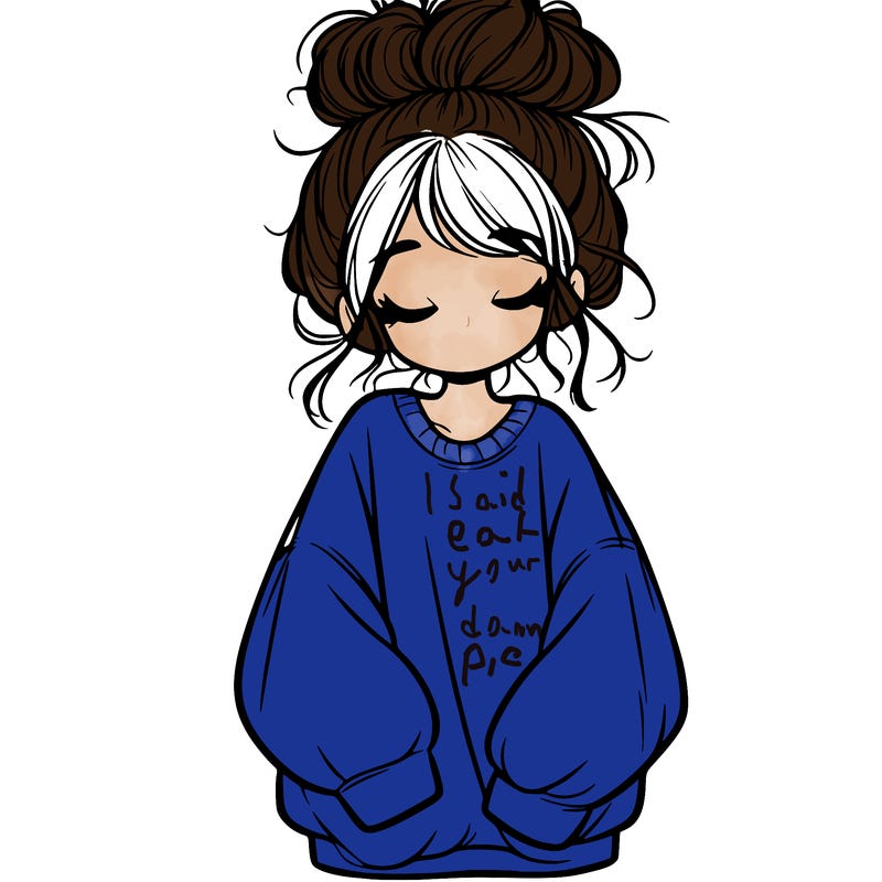 girl with baggy sweatshirt and messy bun