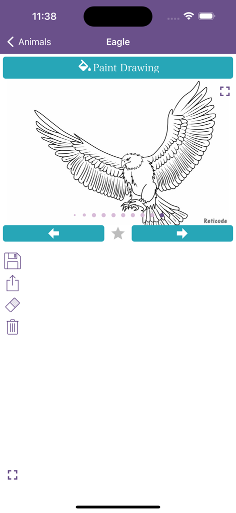 How To Draw Step By Step Easy - Un dibujo lineal de un águila con las alas extendidas en la interfaz de la aplicación de dibujo paso a paso.
