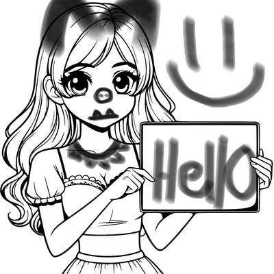 realistic pretty girl holding blank sign