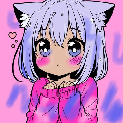 shy anime catgirl