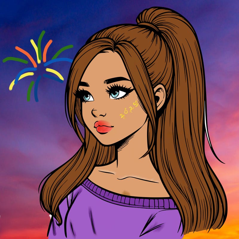 realistic girl with a high ponytail