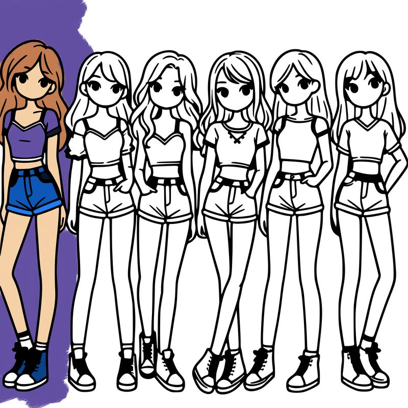 a group of girls wearing crop tops and shorts