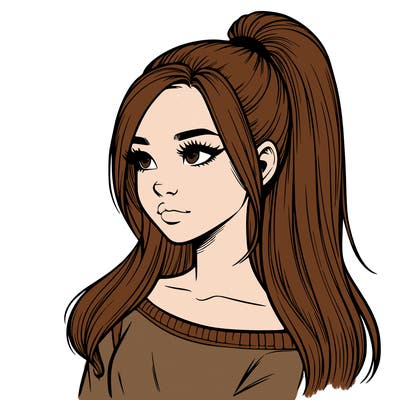 realistic girl with a high ponytail