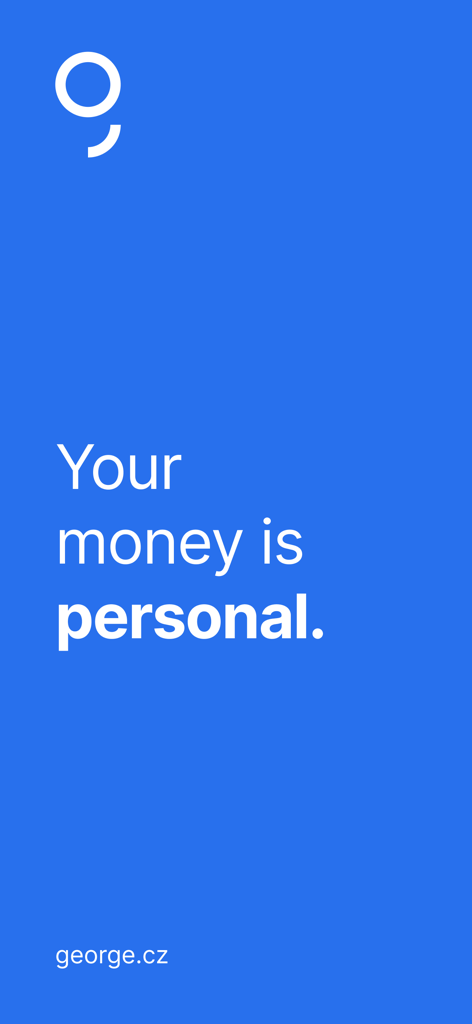 George Česko - George Česko mobile banking app splash screen with the text Your money is personal