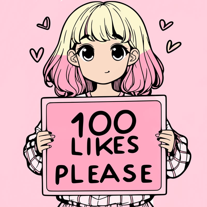 a girl holding a sign saying 100 likes please