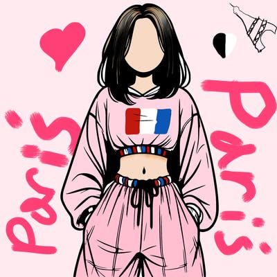 realistic girl faceless with baggy pants and a crop top