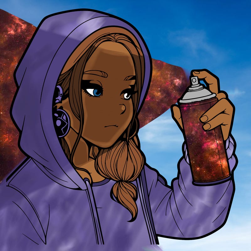 a realistic girl, spray painting