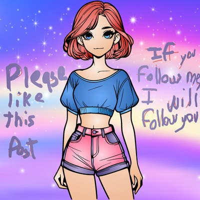 a realistic girl with her hair up in a crop top and shorts