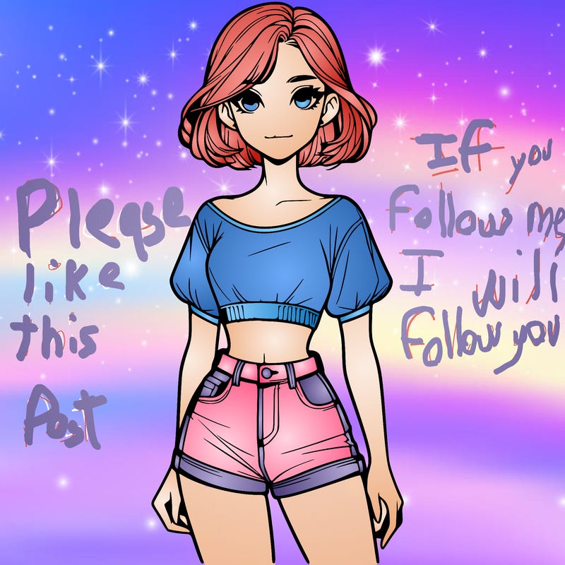 a realistic girl with her hair up in a crop top and shorts