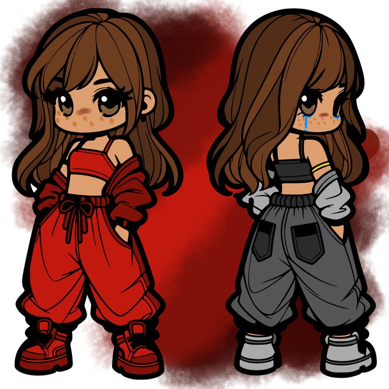 girl in crop top and baggy pants