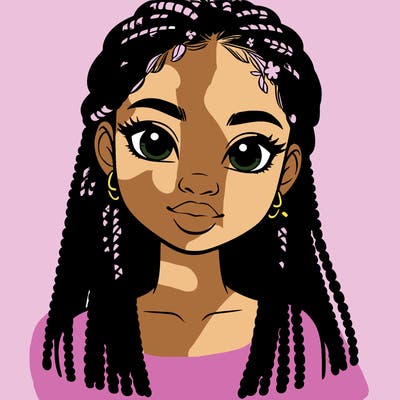 a realistic black girl with braids