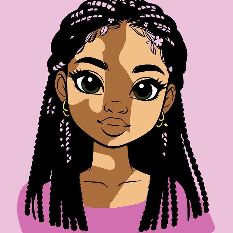 a realistic black girl with braids