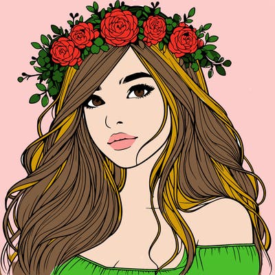 realistic girl with flower crown