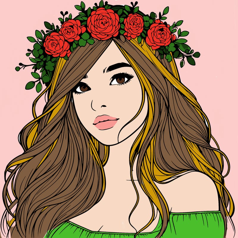 realistic girl with flower crown