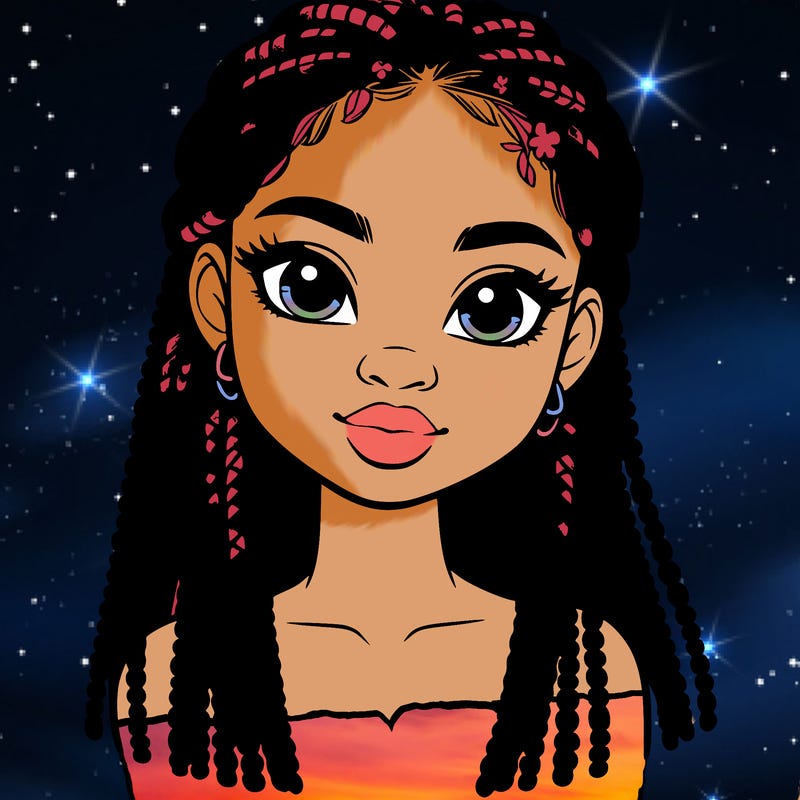 a realistic black girl with braids