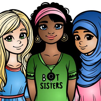 three sisters with a best sisters necklace