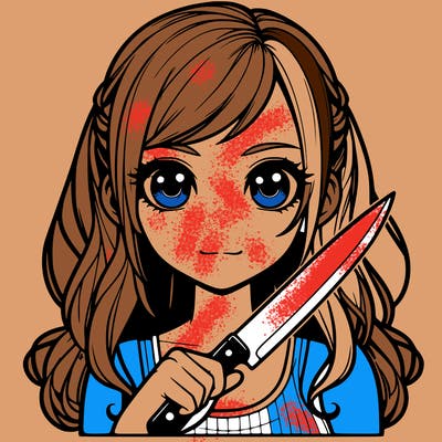 realistic girl holding a knife