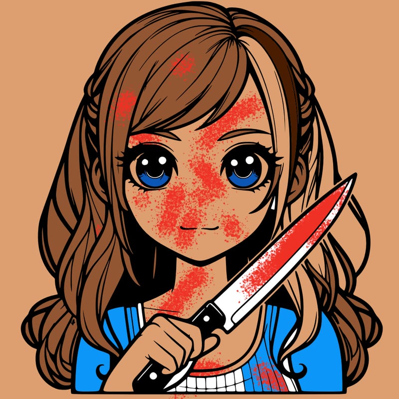 realistic girl holding a knife