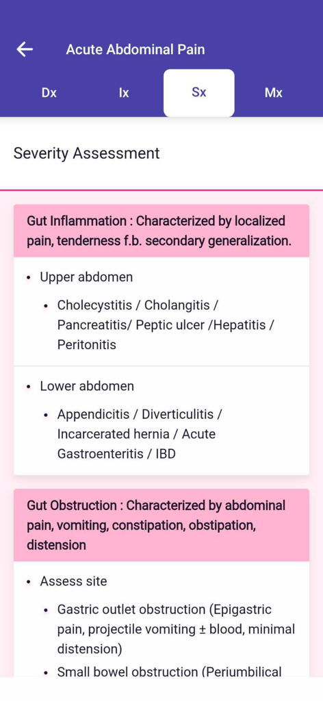 Ferramenta de avaliação de gravidade para dor abdominal aguda no aplicativo clínico Fígado e Emergências GI.