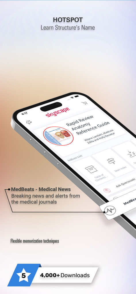 Rapid Review Anatomy Guide - Rapid Review Anatomy Guide app interface showcasing hotspot learning and medical news features