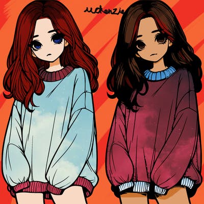 realistic girl with baggy sweater