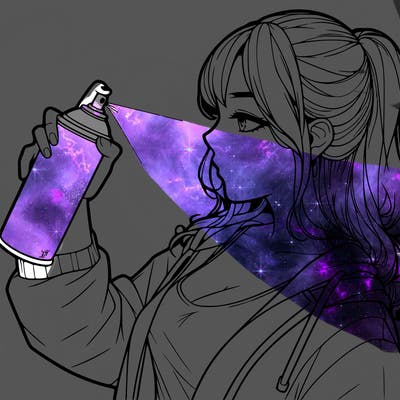 a realistic girl spray, painting