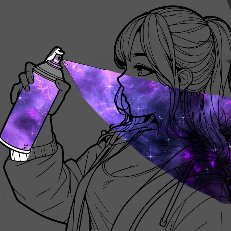 a realistic girl spray, painting