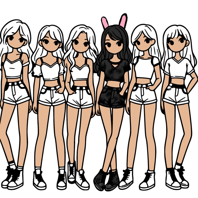 a group of girls wearing crop tops and shorts