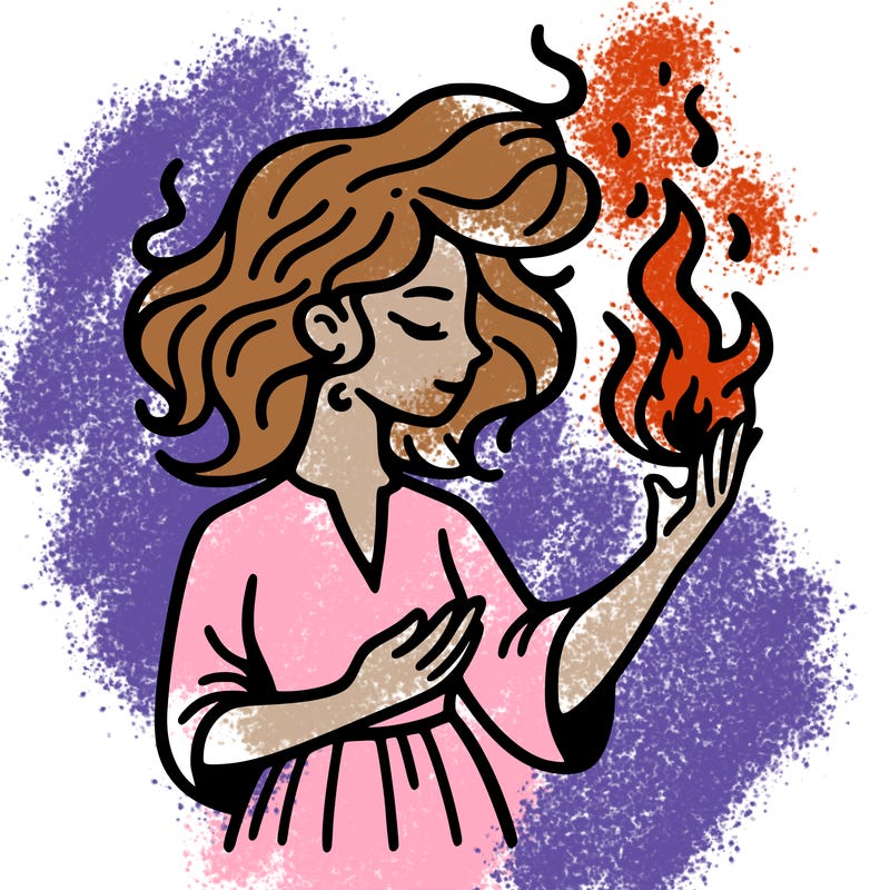 woman with fire