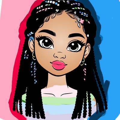 a realistic black girl with braids
