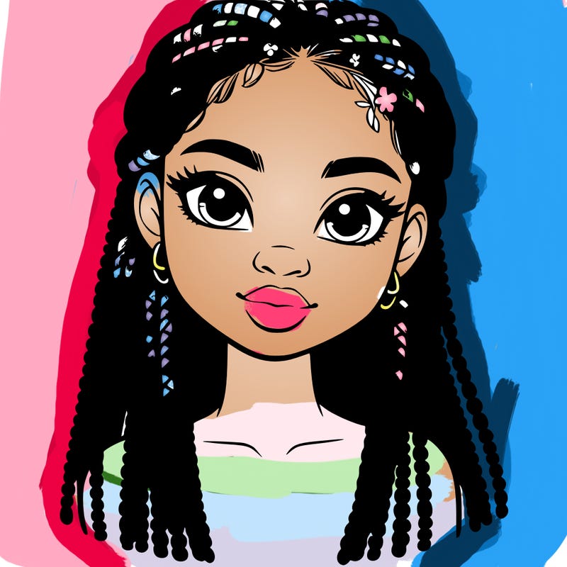 a realistic black girl with braids