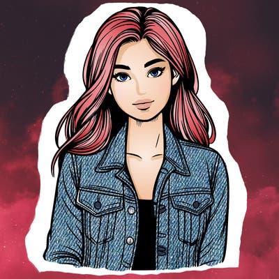 realistic girl with jean jacket
