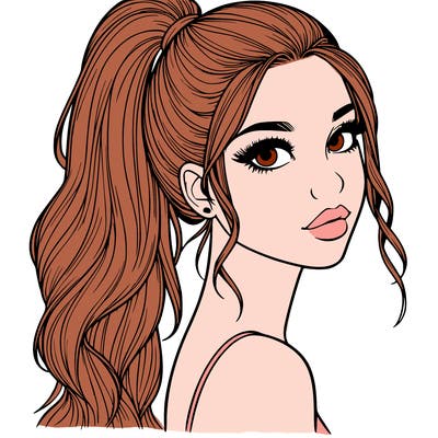 realistic pretty girl with high pony tail