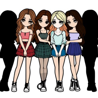 a group of girls realistic