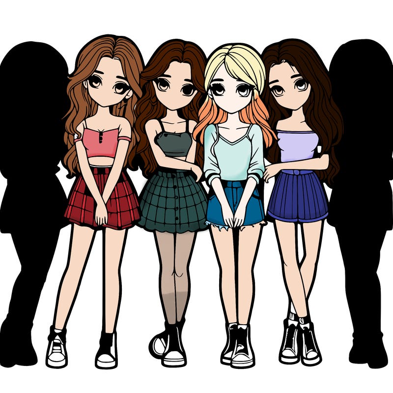 a group of girls realistic