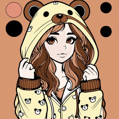 realistic girl in a animal pjs hoodie