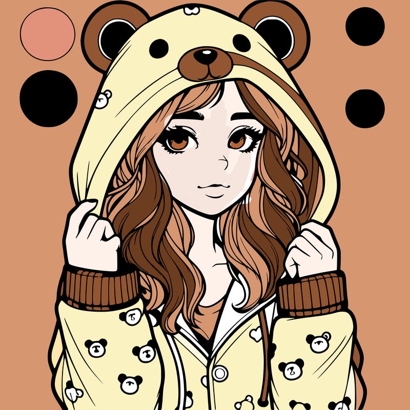 realistic girl in a animal pjs hoodie