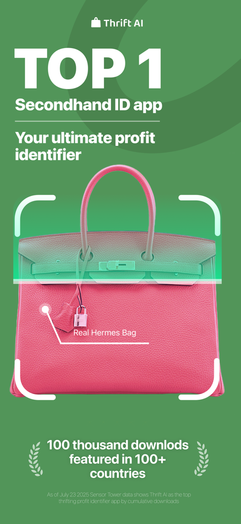 ThriftAI app scanning a pink designer bag to identify its authenticity and profit potential