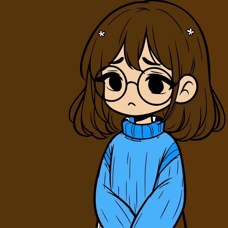 sad girl with glasses in a sweater