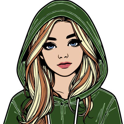 realistic girl with a hoodie