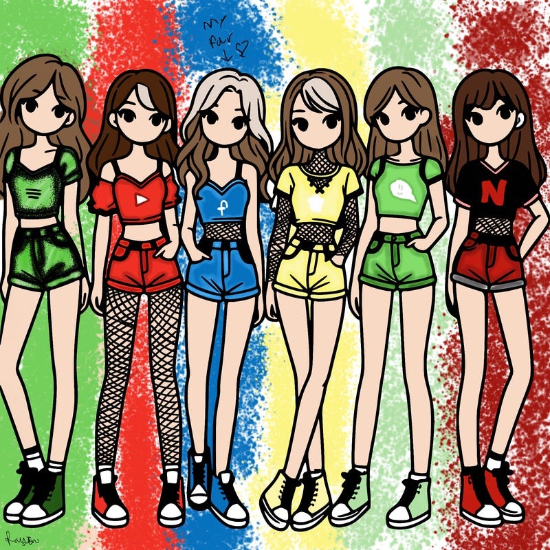 a group of girls wearing crop tops and shorts