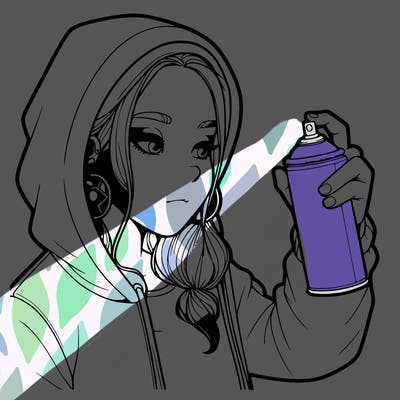 a realistic girl, spray painting