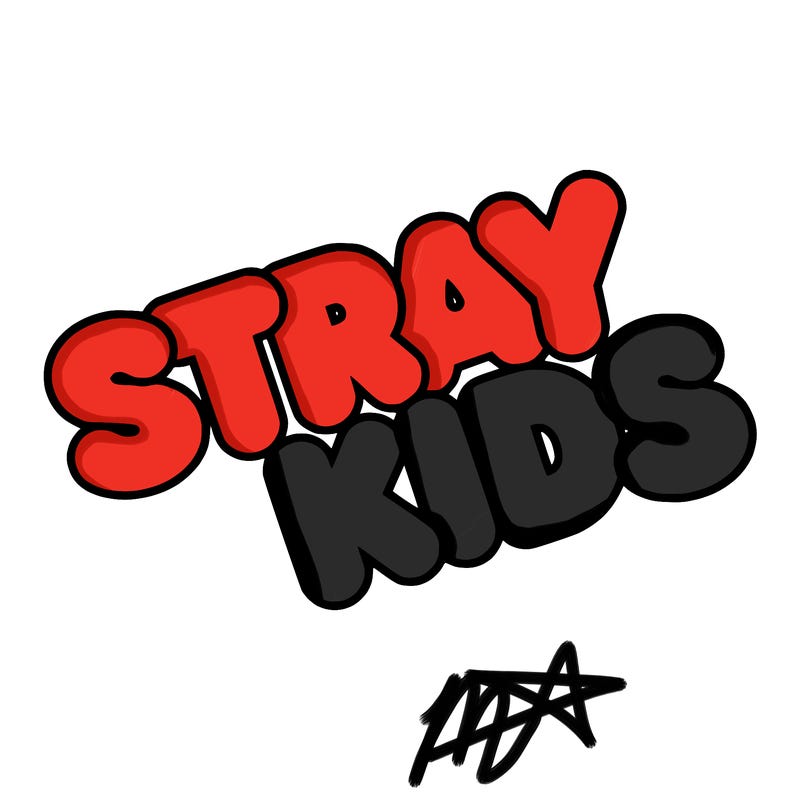 bubble letters saying stray kids