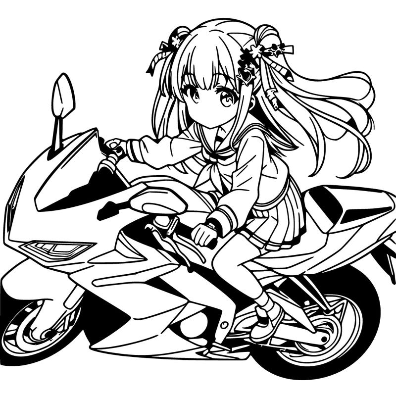 anime girl in a motorcycle