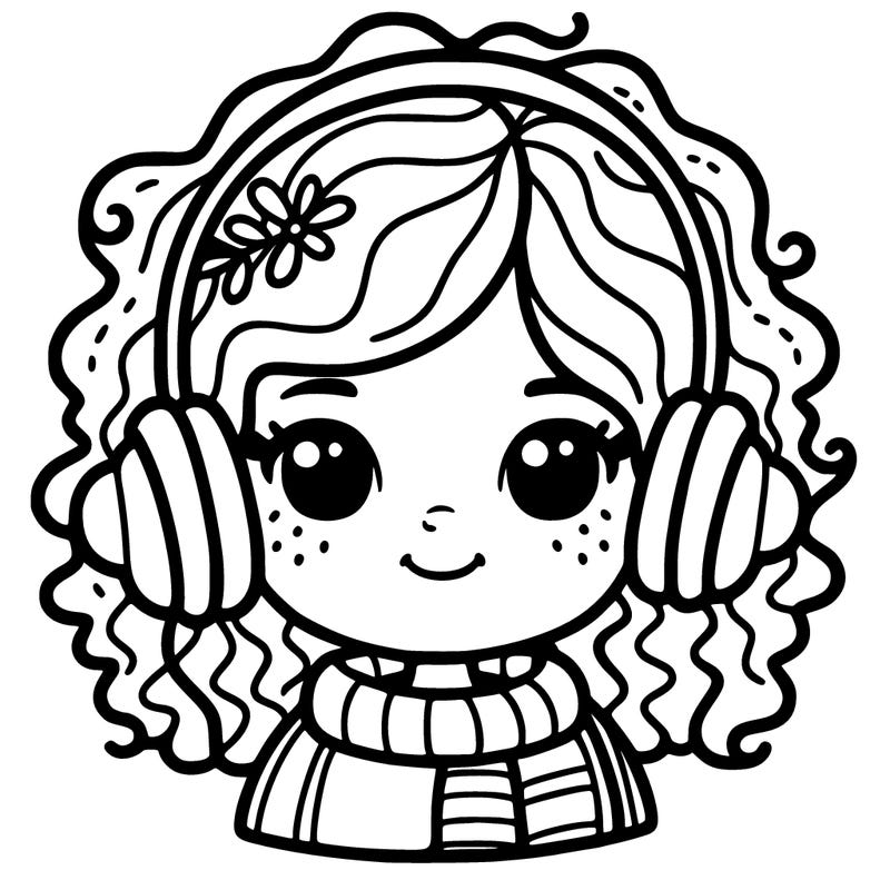 girl with curly hair wearing headphones