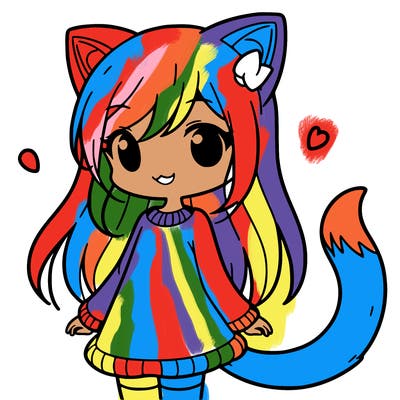 girl with cat ears and tail