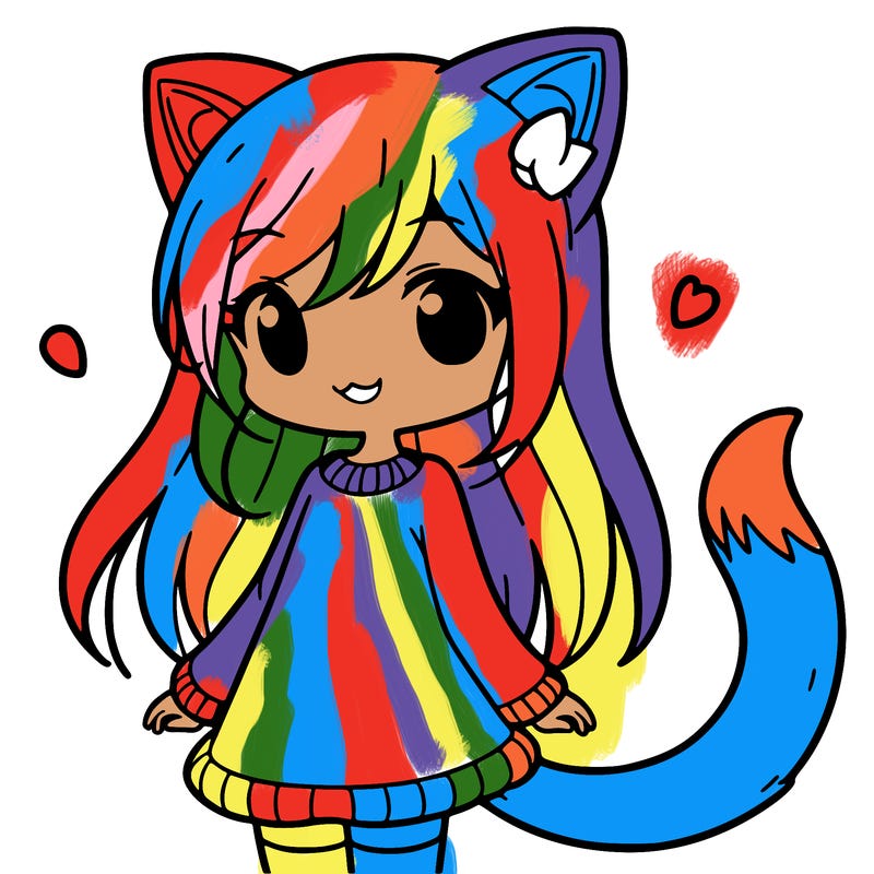 girl with cat ears and tail